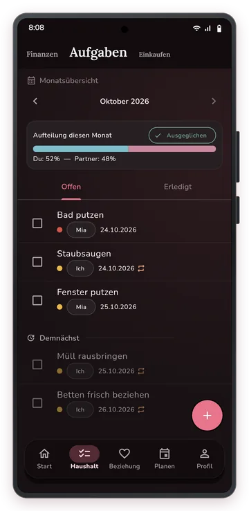 Haushaltsaufgaben mit fairer Verteilung